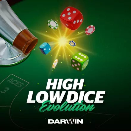 High Low Dice Evolution slot logo by Darwin Gaming at Wintopia Casino